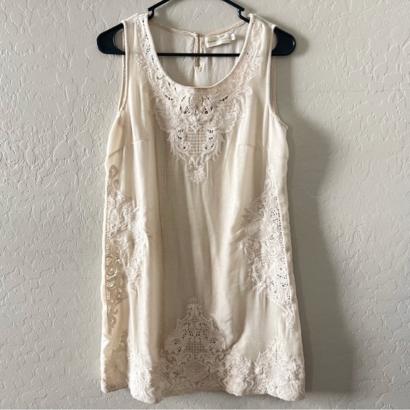 Johnny Was 4 Love & Liberty Ivory Silk Velvet Shift Dress - Picture 1 of 8